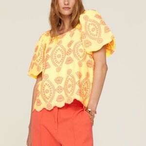 Lilly Pulitzer Yellow and Orange Eyelet Blouse